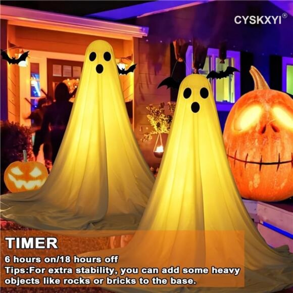 2Packs Halloween Decorations Outdoor, Cute Halloween Decor Indoor, Spooky Ghost - Picture 2 of 7